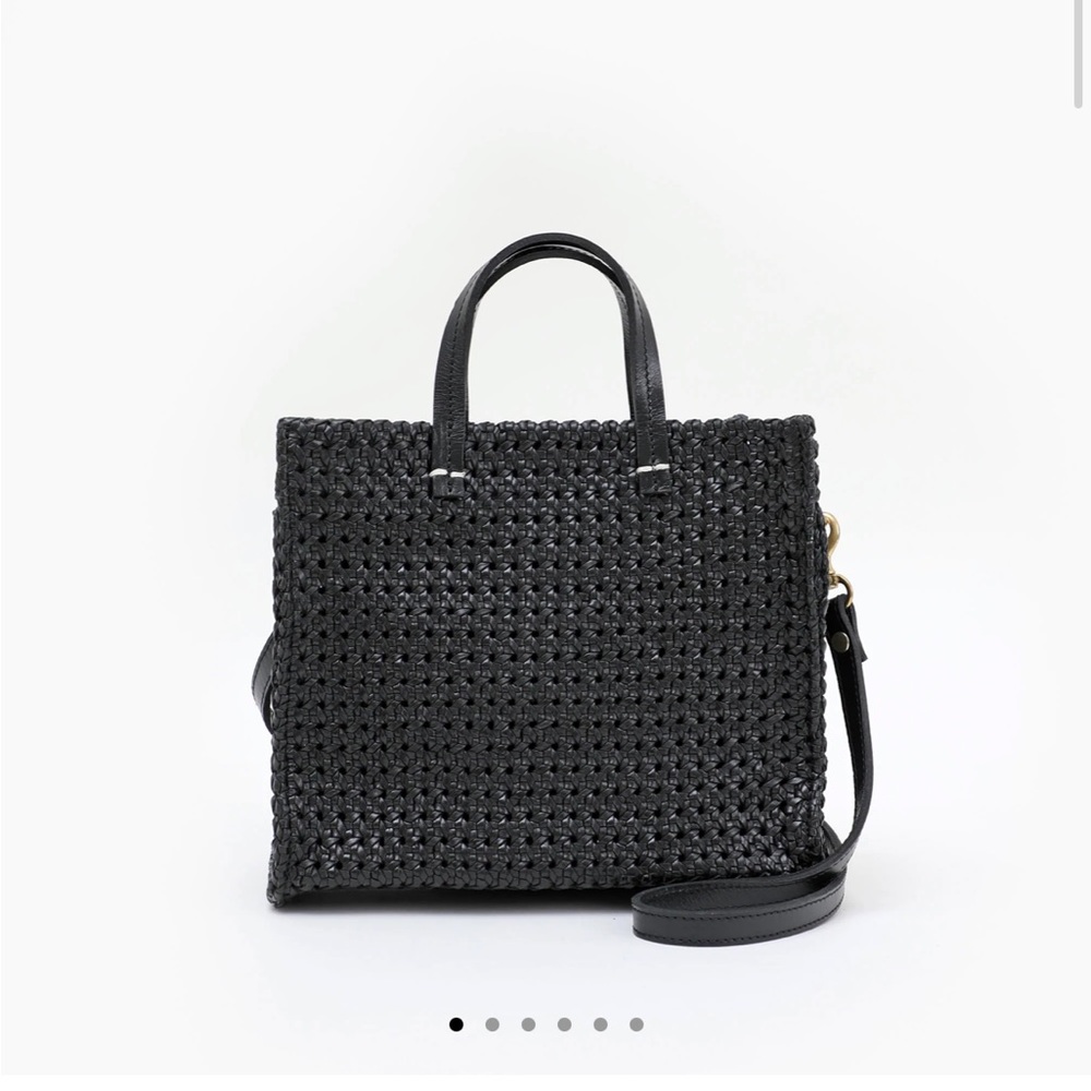 CLARE V PETIT SIMPLE TOTE (black rattan) NWT